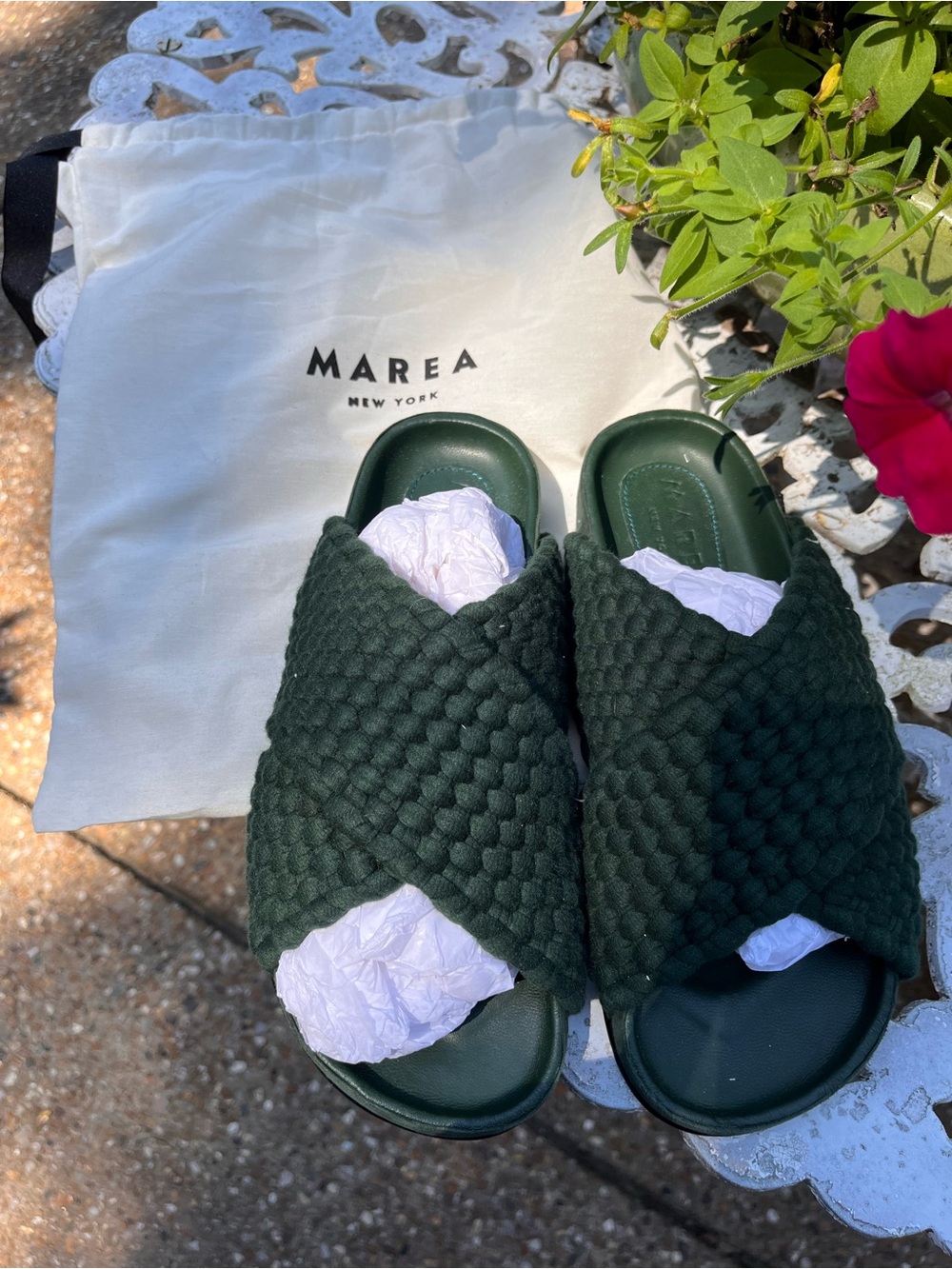 Marea New York Handmade Leather Chunky Slide Sandals NWT